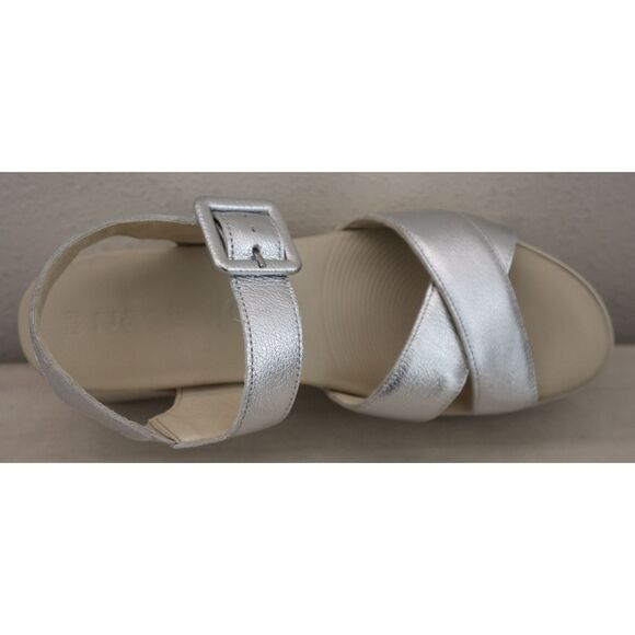Naot 123102-BA9 Women Sz 39 US 8M Silver Soft Leather Elite Heeled Sandals - Picture 6 of 13